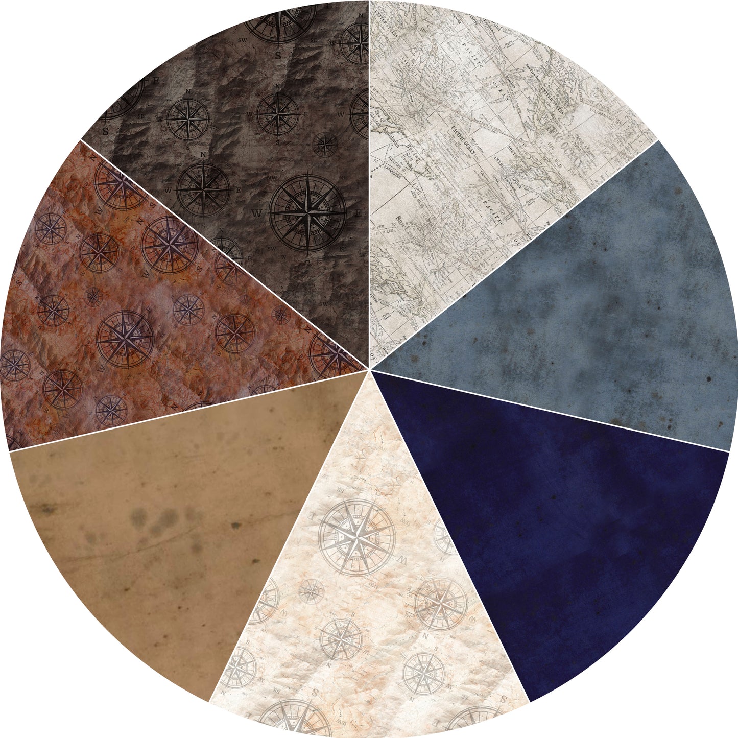 Q4 2027 Compass Rose in Tim Holtz Fabric Bundles