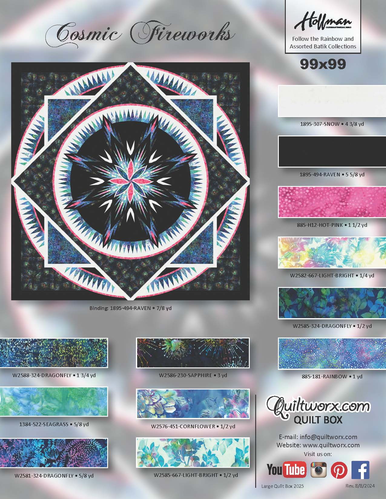 Q4 2025 / Cosmic Fireworks Queen Expansion Fabric and Pattern