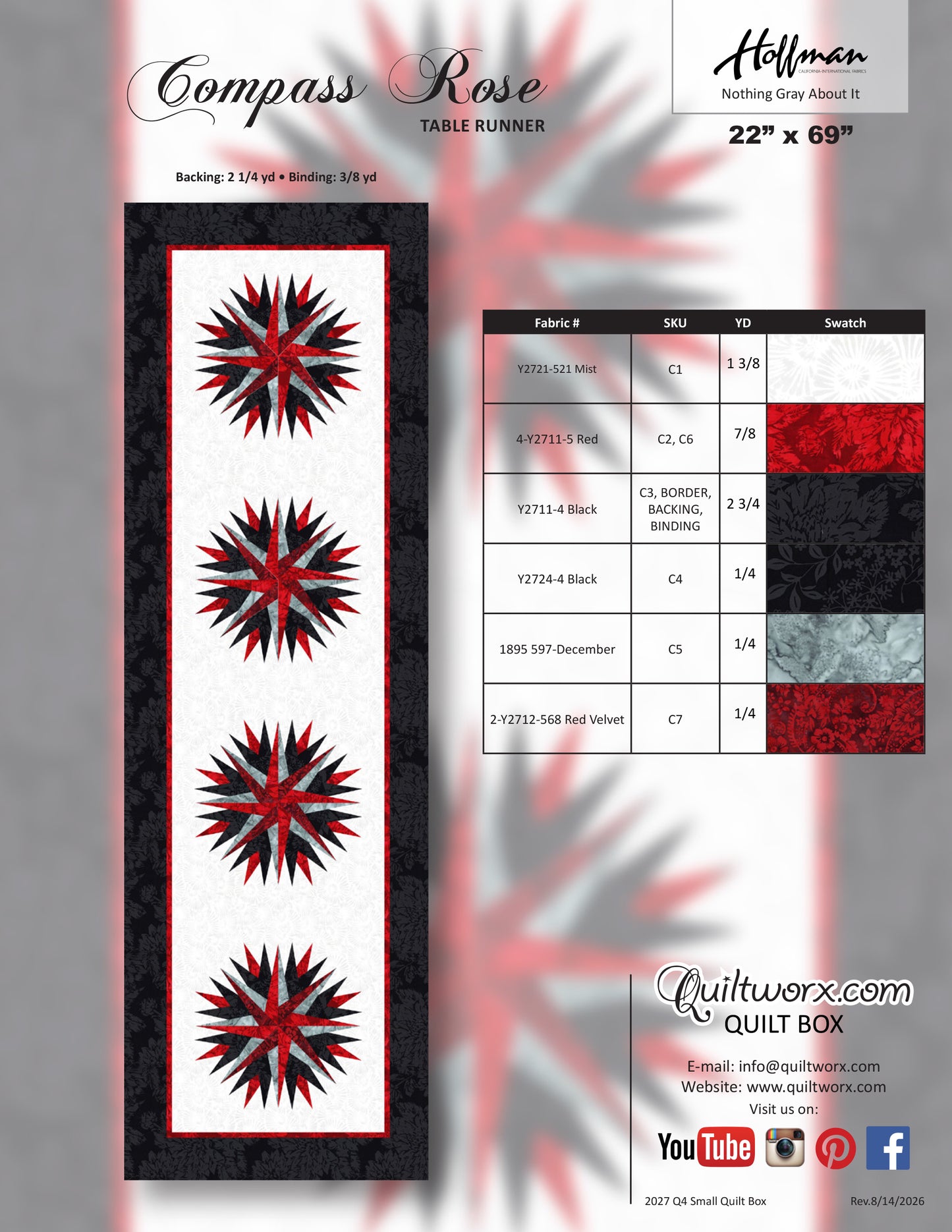 Q4 2027 / Compass Rose Table Runner Full Kit and Pattern