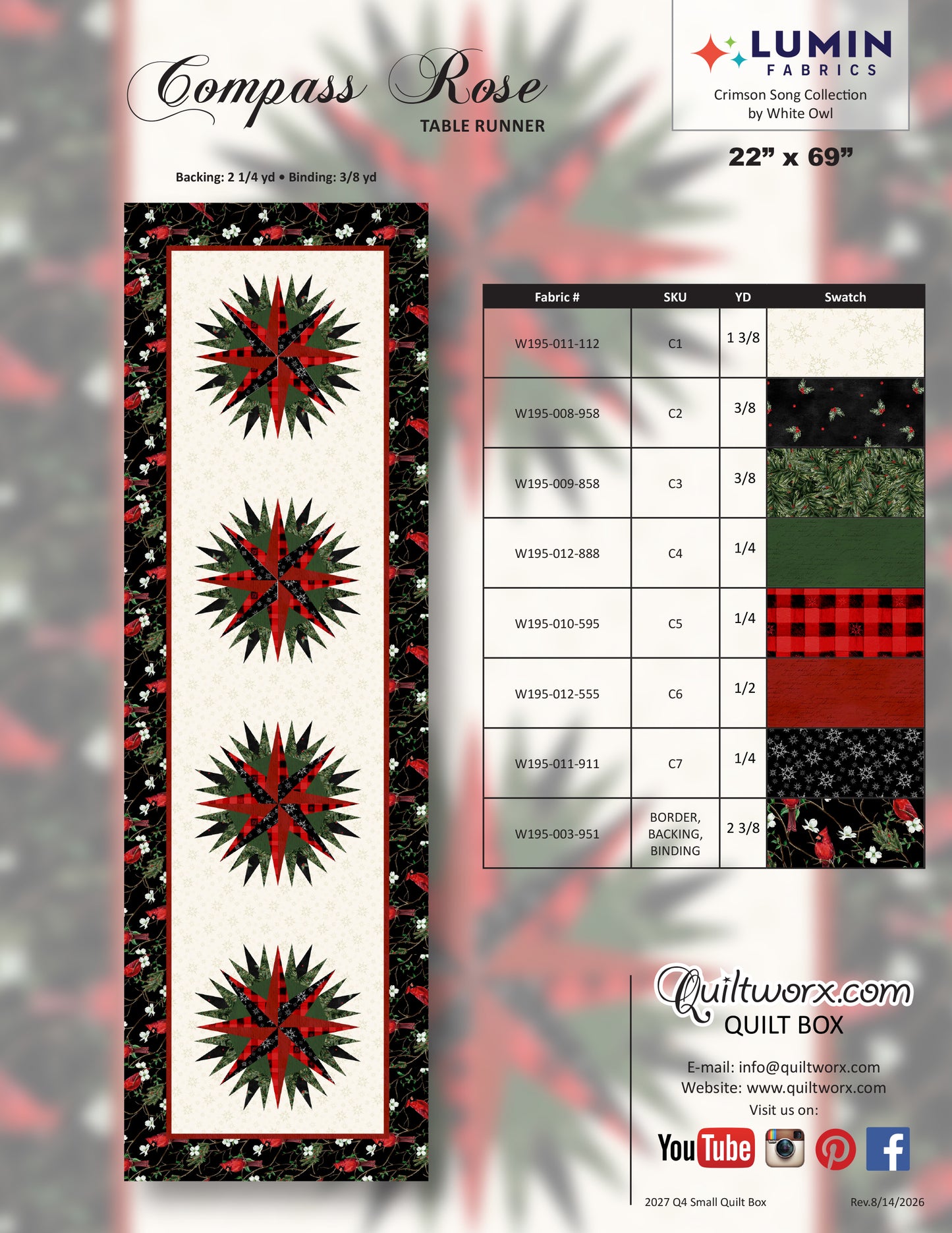 Q4 2027 / Compass Rose Table Runner Full Kit and Pattern