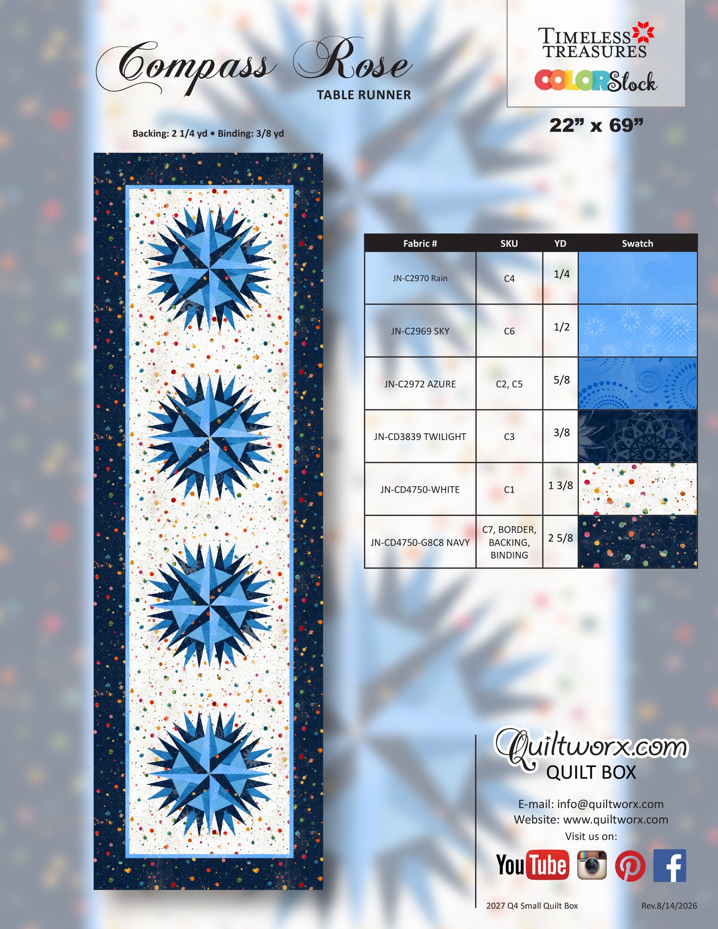 Q4 2027 / Compass Rose Table Runner Full Kit and Pattern