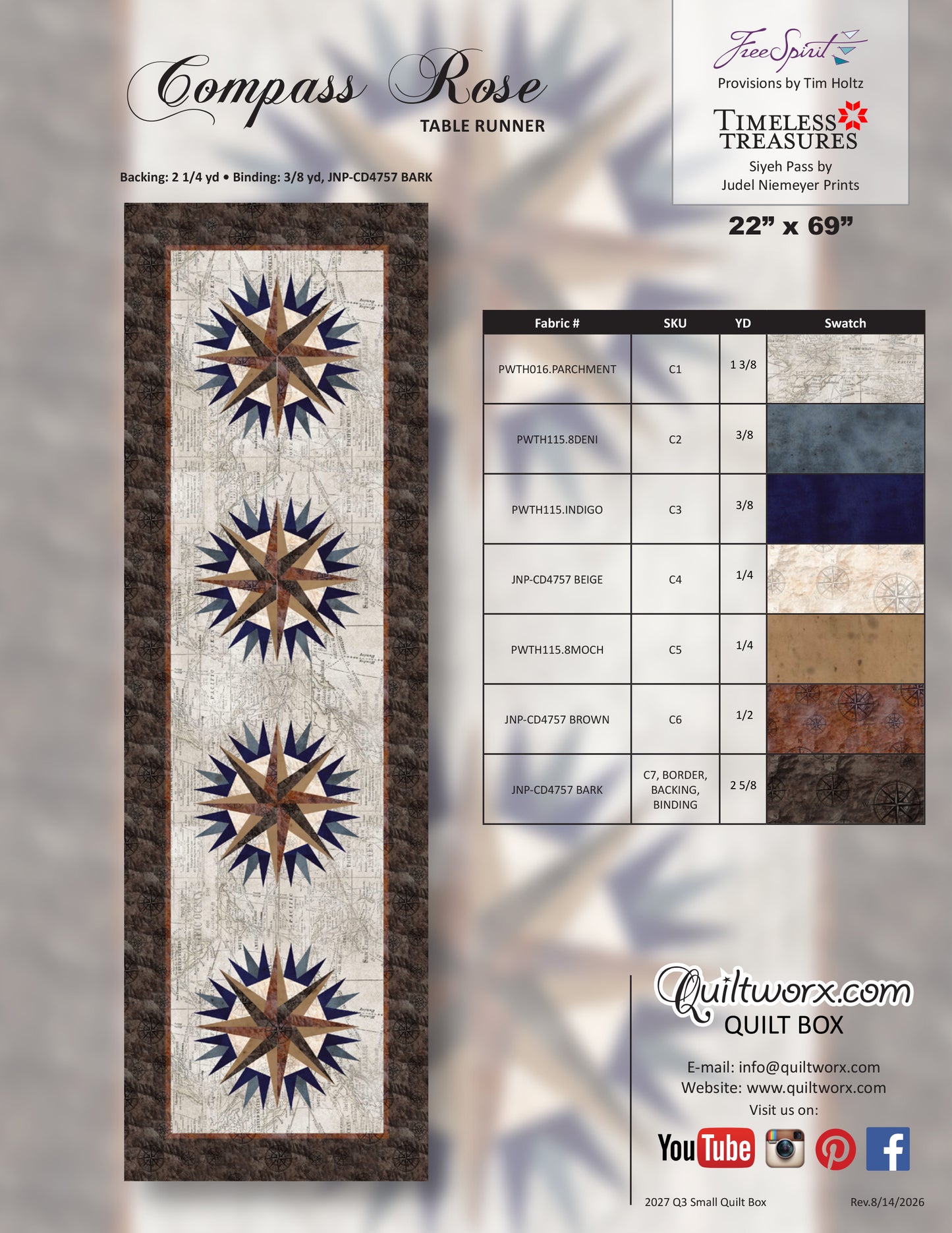 Q4 2027 / Compass Rose Table Runner Full Kit and Pattern