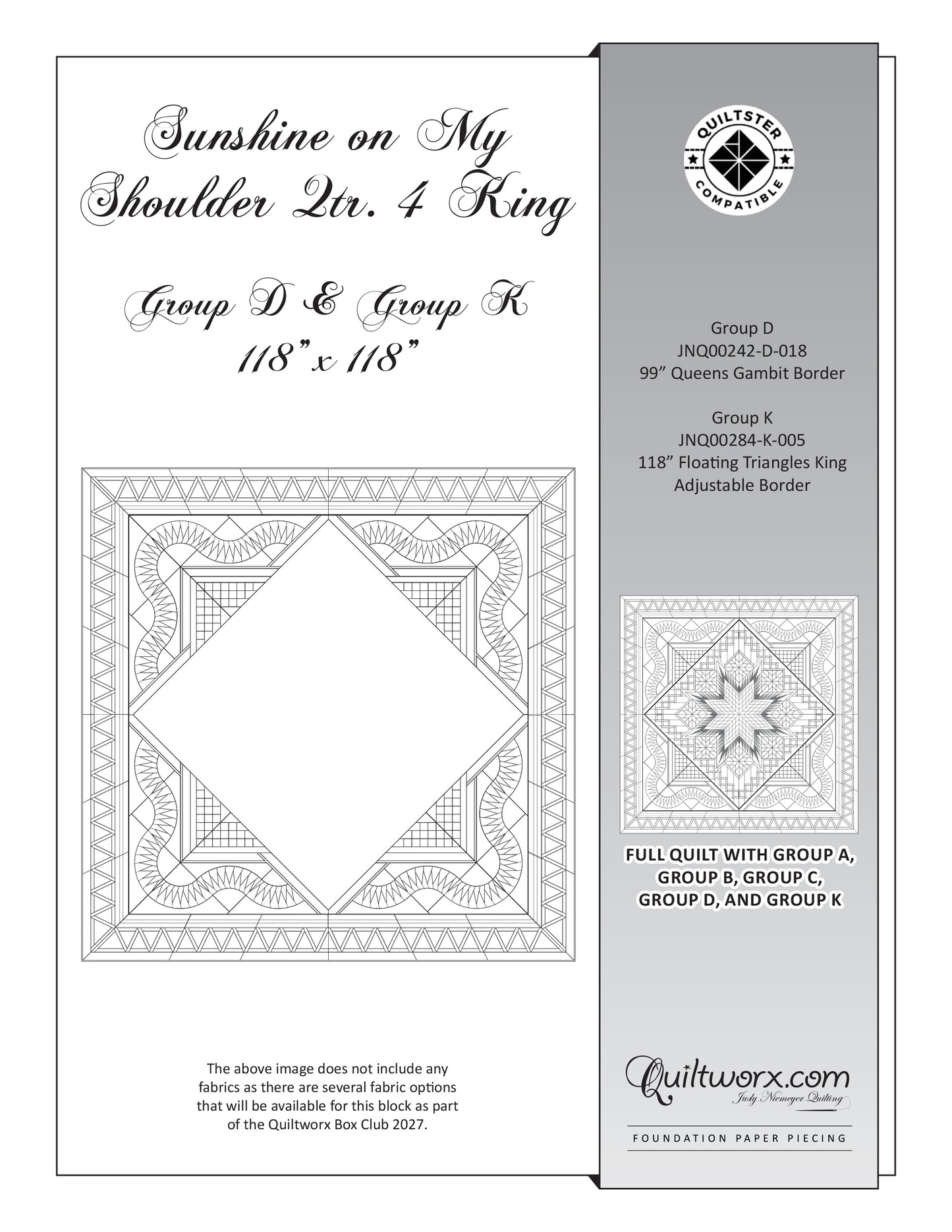 Q4 2027 / Sunshine on My Shoulder Q4 King Expansion Fabric and Pattern