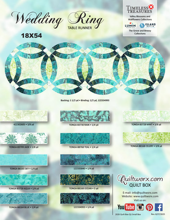 Q1 2026 / Wedding Ring Table Runner Full Kit and Pattern